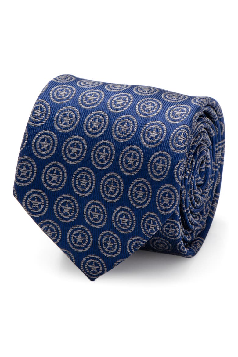 Captain America Shield Silk Tie, Alternate, color, BLUE
