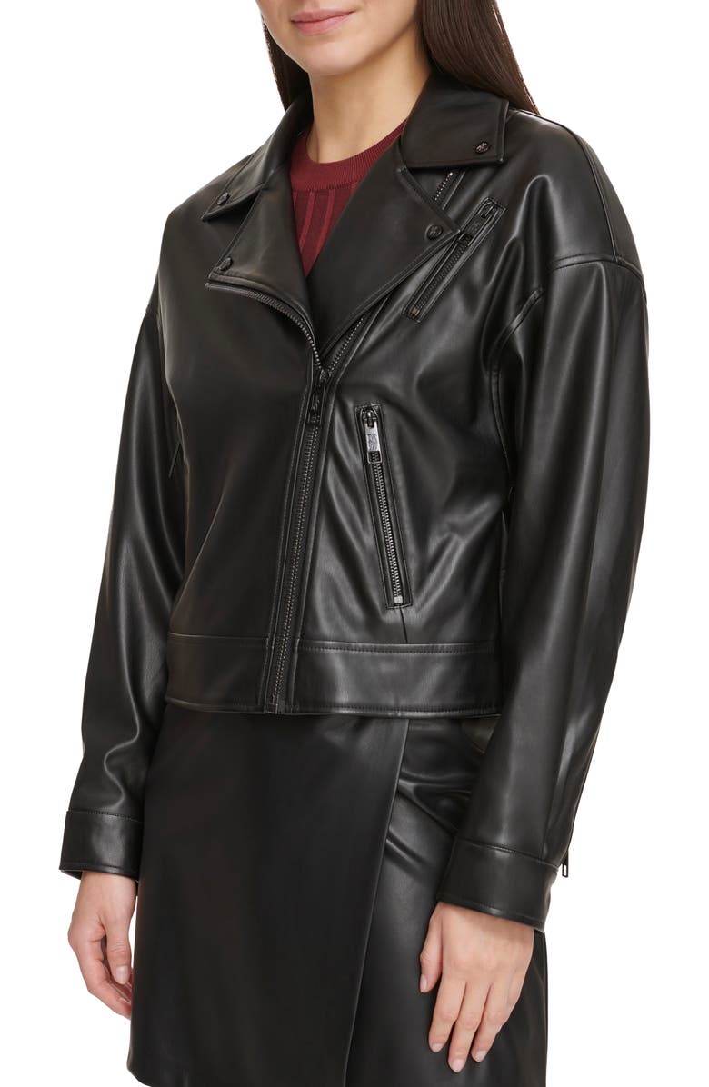 DKNY Faux Leather Moto Jacket, Alternate, color,