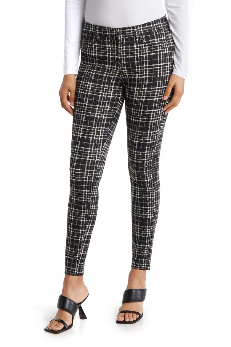 Madonna Plaid Ponte Leggings, Main, color, BLACK/ OLIVE GLEN