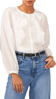 1.STATE Ruffle Trim Shirt