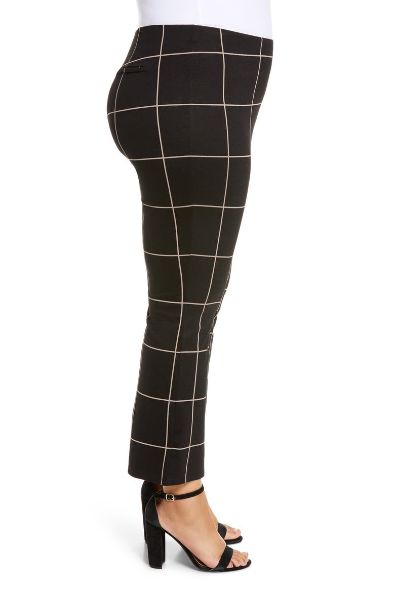 Ponte High Waist Kick Flare Pants, Alternate, color, BLACK TAN MEMOIR THIN GRID