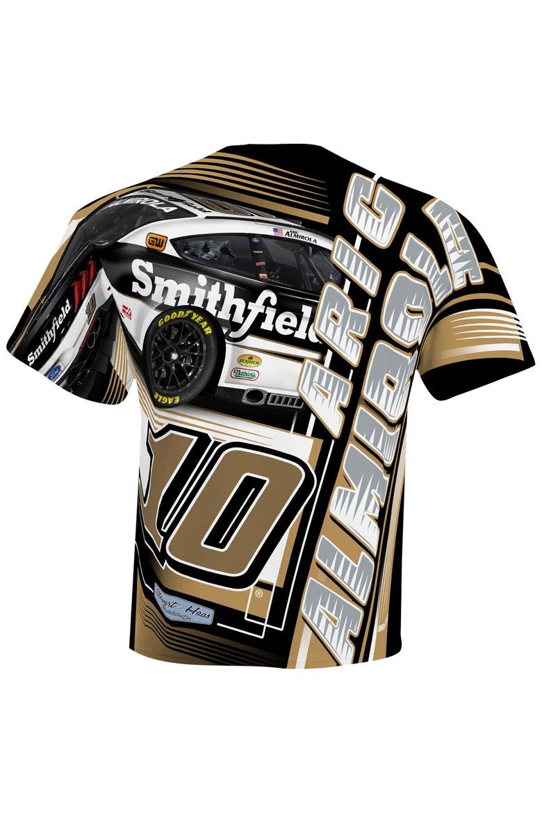 Men's Stewart-Haas Racing Team Collection White Aric Almirola Smithfield Sublimated Dynamic Total Print T-Shirt, Alternate, color, White
