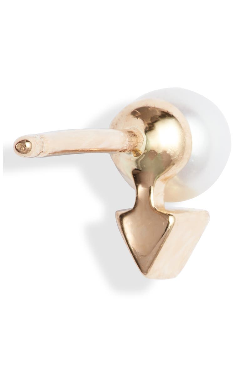 Pearl & Diamond Stud Earrings, Alternate, color, YELLOW GOLD
