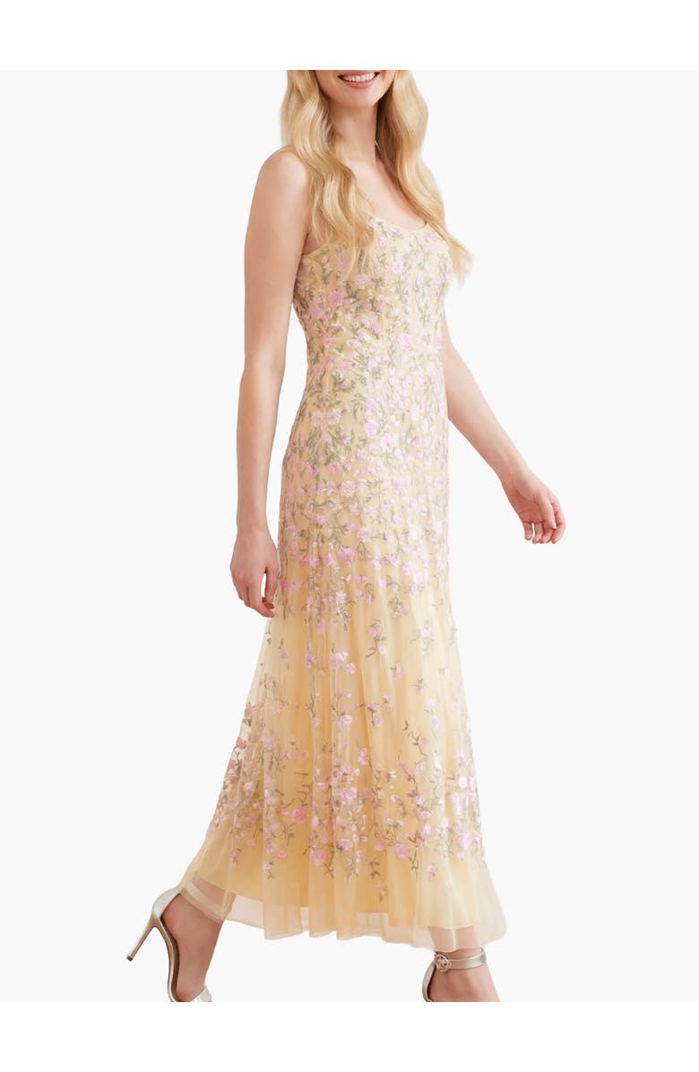 Needle & Thread Sylvia Rose Scoop Neck Ankle Gown, Alternate, color, Lemon Sorbet/Pastel