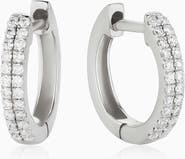 Oradina 14K Gold Twin Row Diamond Mini Hoops