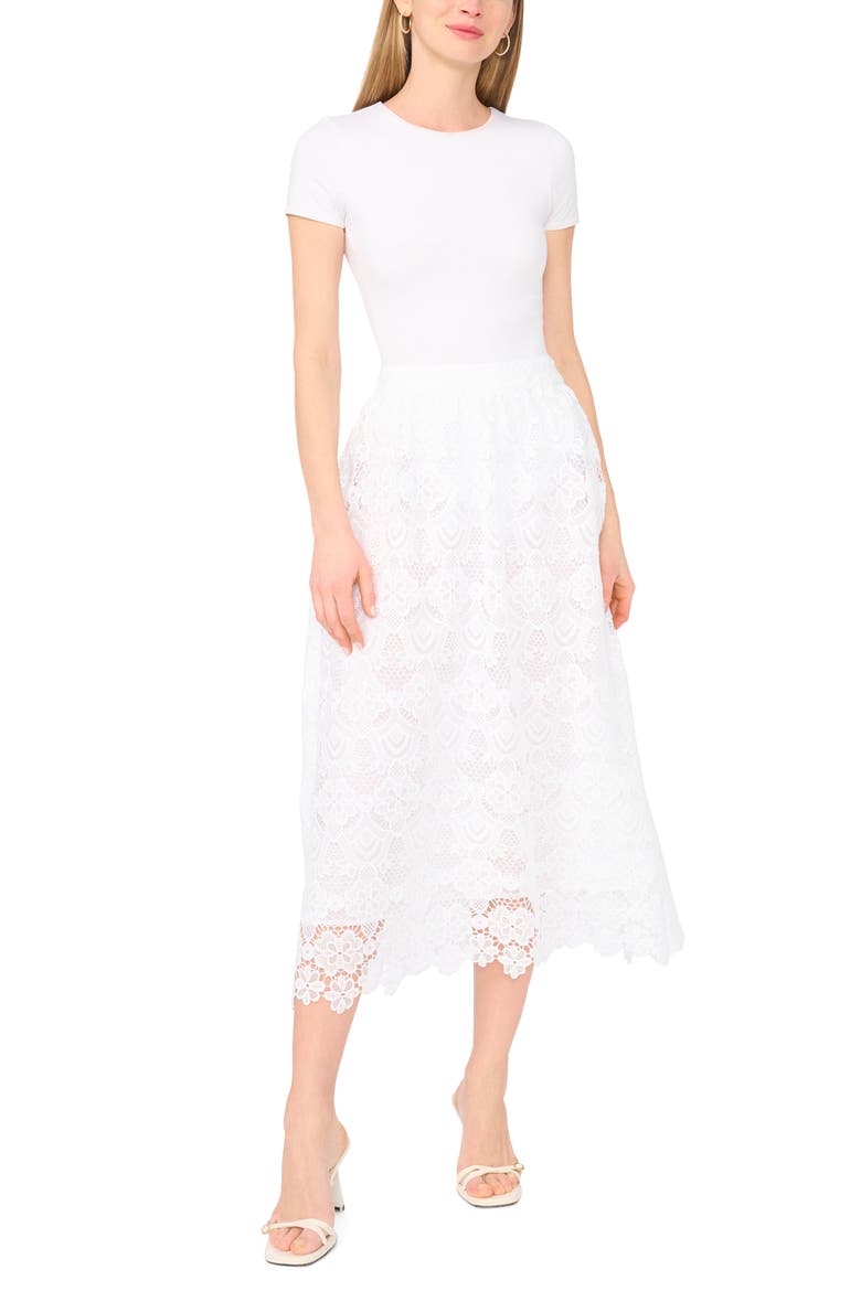 Lace Midi Skirt, Alternate, color, ULTRA WHITE