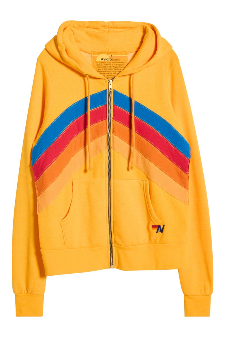 Mountain Stitch Chevron Zip Hoodie, Alternate, color, GOLD