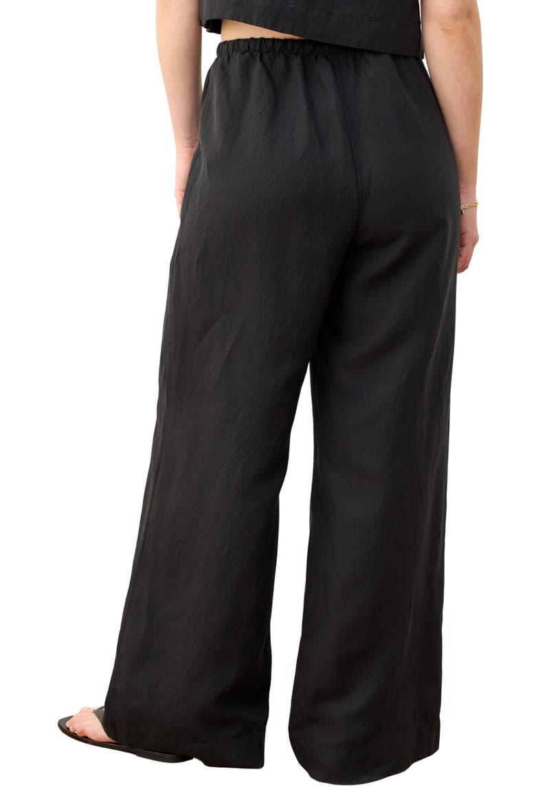 Linen Blend Wide Leg Pants, Alternate, color, BLACK