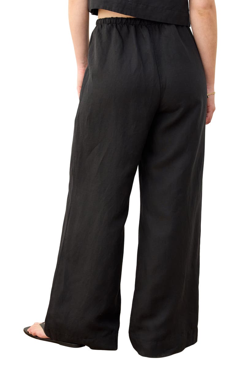 Marine Layer Linen Blend Wide Leg Pants, Alternate, color, Black
