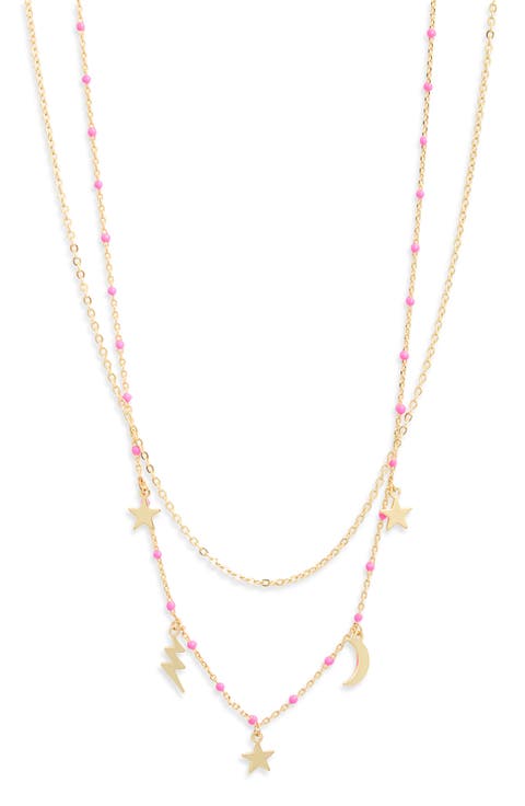 Enamel Charm Layered Necklace Set