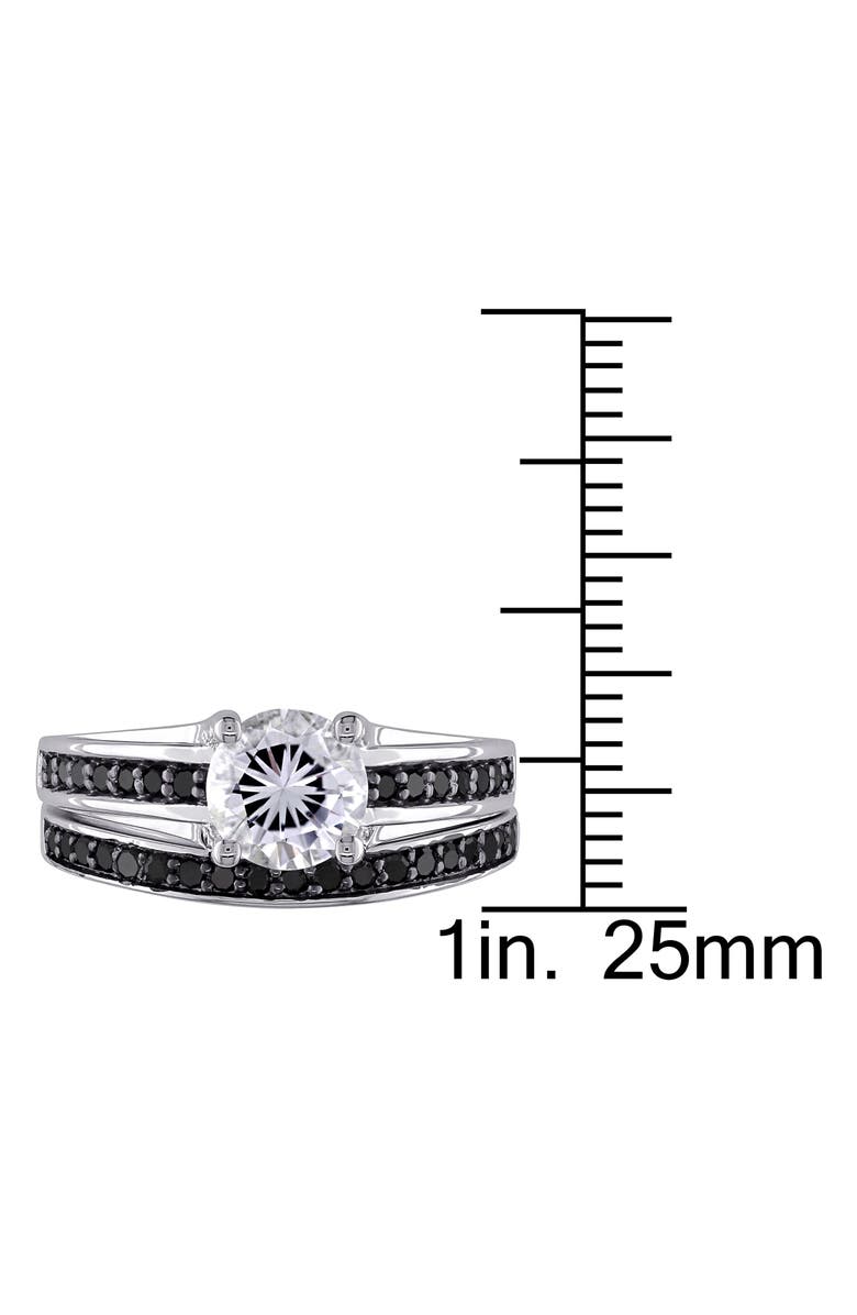 DELMAR Created White Sapphire & Black Diamond Ring Set, Alternate, color, White