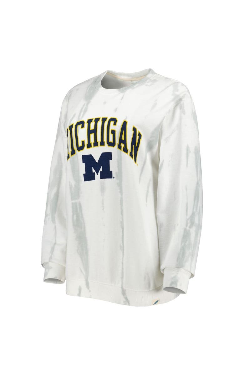 LEAGUE COLLEGIATE WEAR Men's League Collegiate Wear White/Silver Michigan Wolverines Classic Arch Dye Terry Pullover Sweatshirt, Alternate, color, White