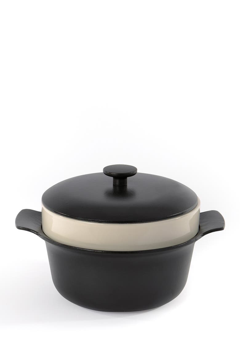Green Cast Iron 4.4 Quart Covered Stockpot, Alternate, color, MULTI