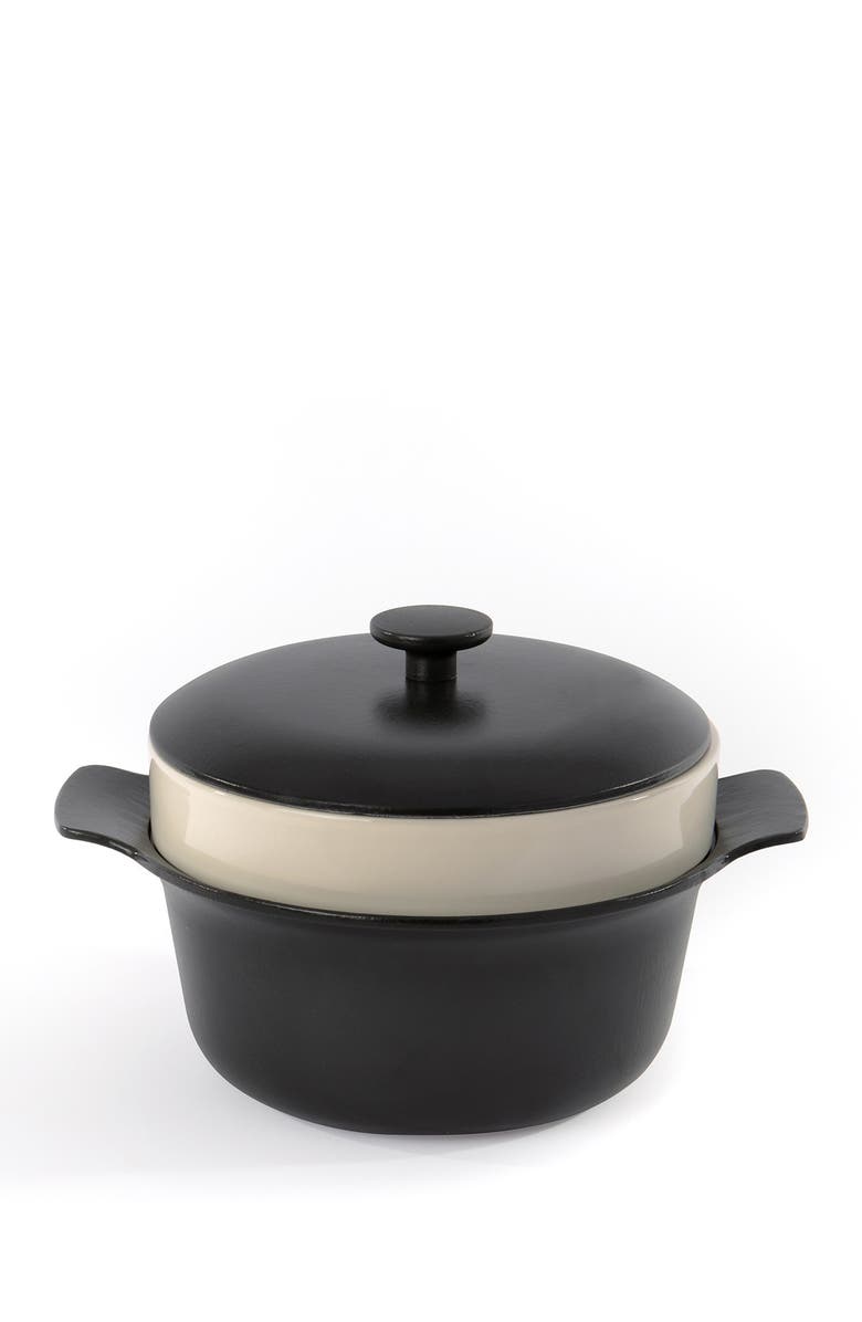 BergHOFF Black Ron Cast 4.4 Quart Iron Covered Stockpot, Alternate, color, Multi