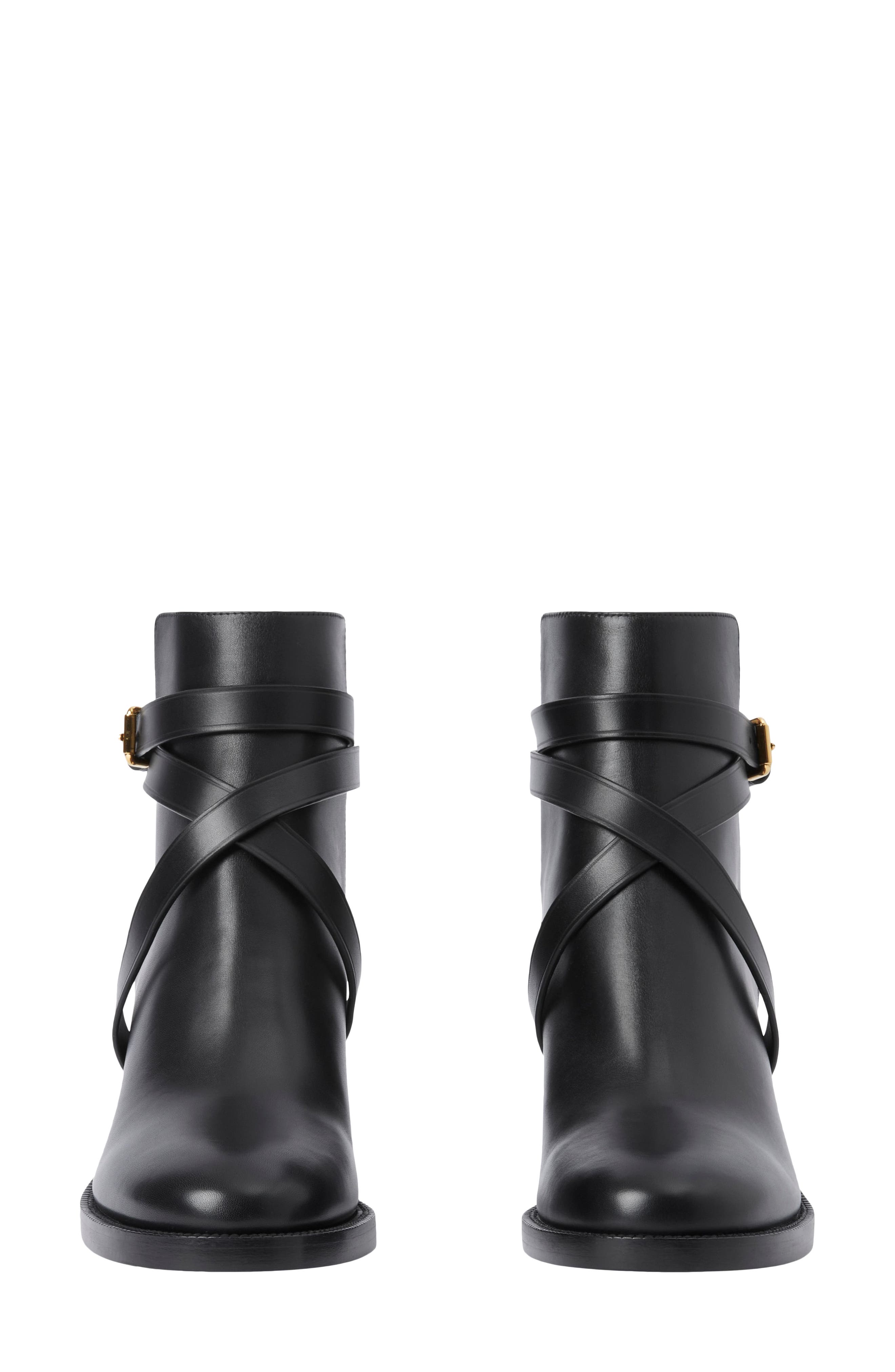 Burberry Pryle Check Block Heel Bootie, Alternate, color, Black-Archive Beige