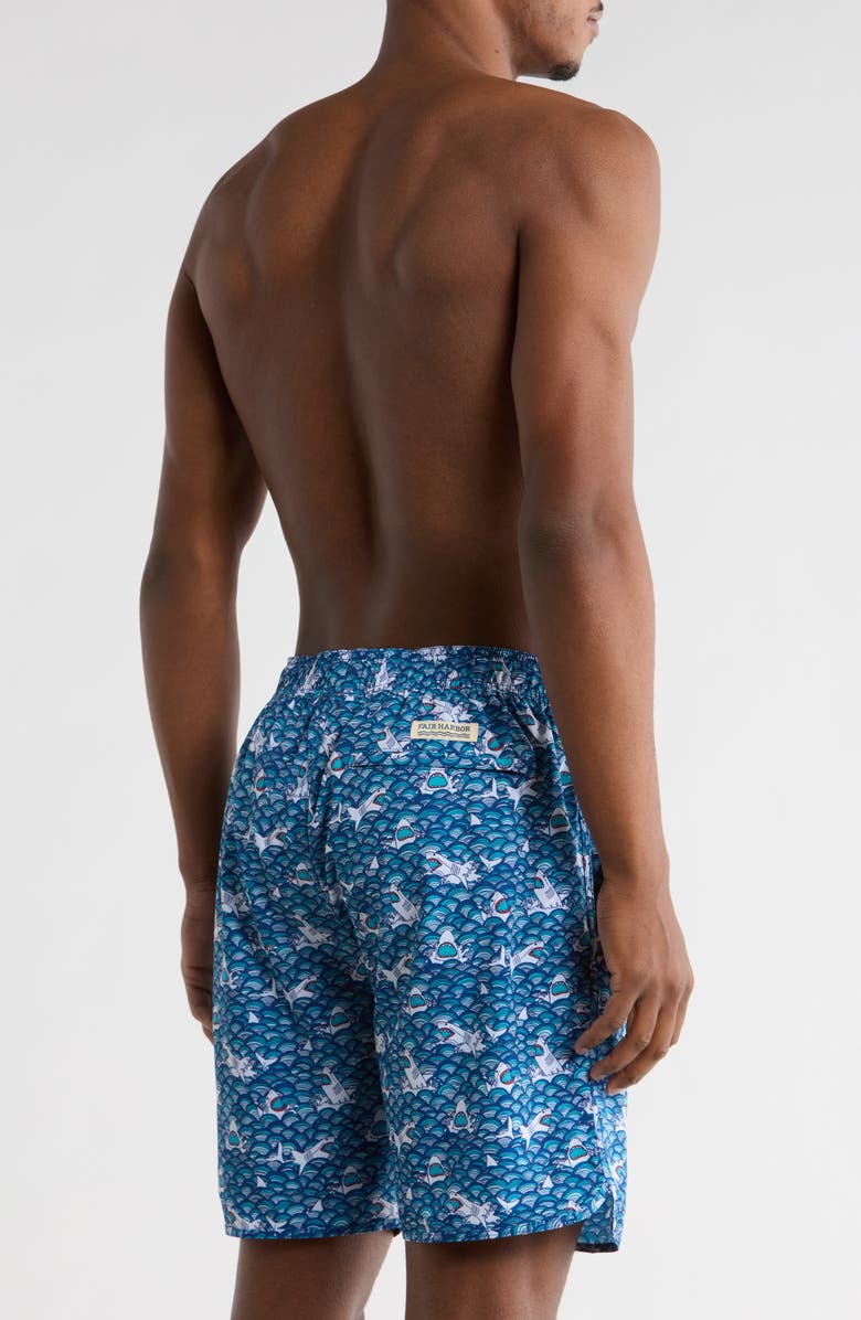 Fair Harbor Blue Sharkwave Swim Shorts, Alternate, color, Blue