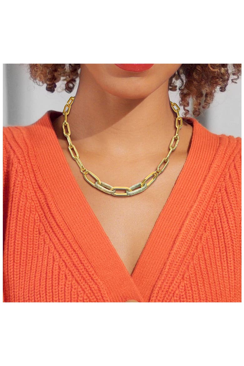 Contrast Enamel Oval Link Chain Necklace, Alternate, color, YELLOW