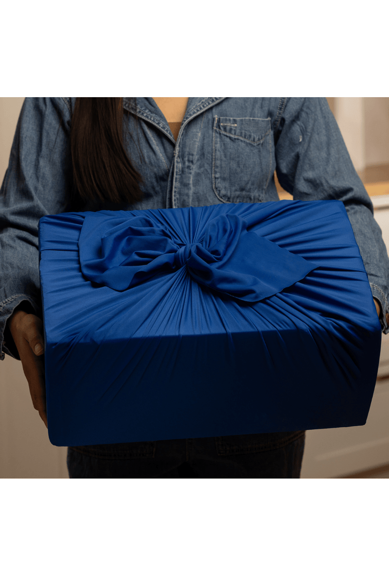 Set of 3 - Reusable Cloth Furoshiki Gift Wrap | Deep Blue, Alternate, color, Deep Blue