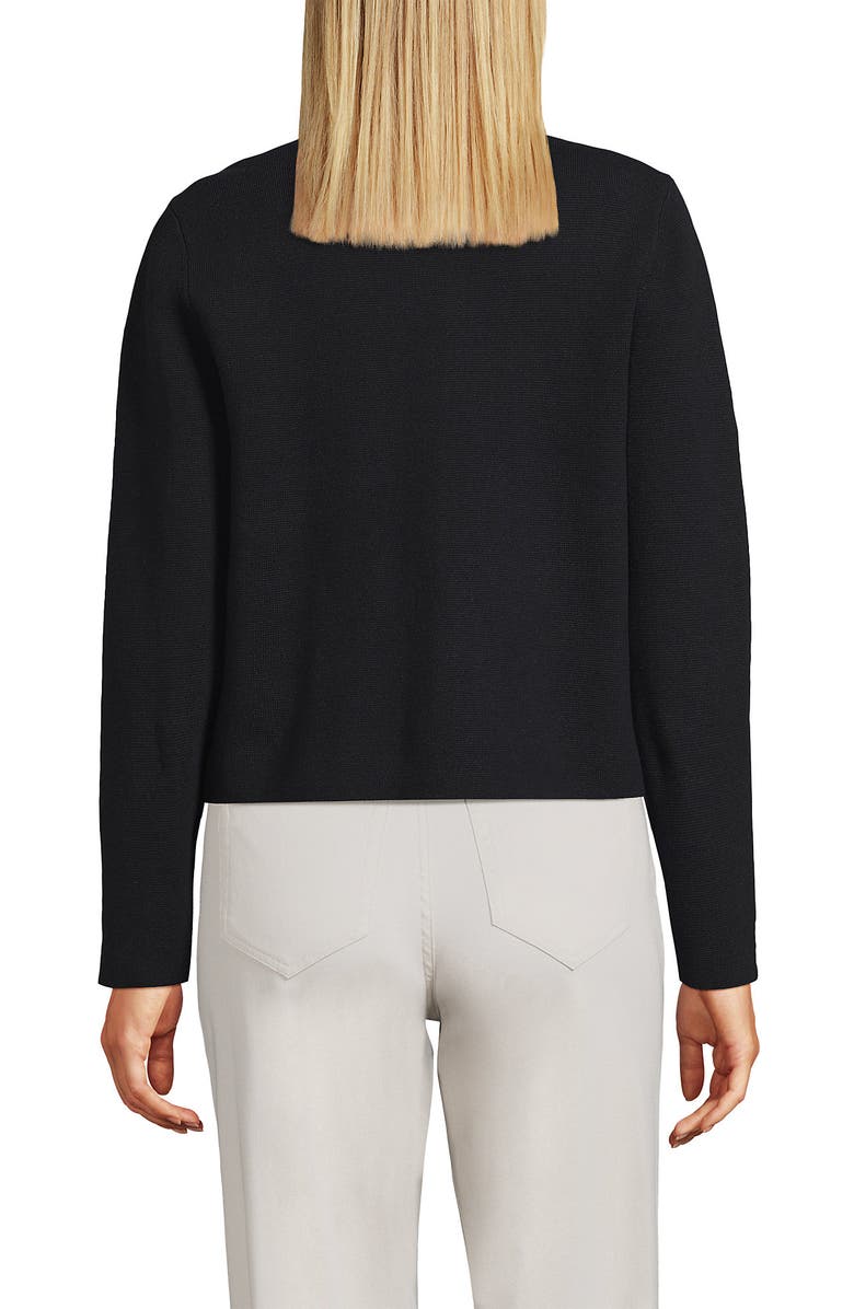 Lands' End Fine Gauge Cotton Milano Blazer Sweater, Alternate, color, Black