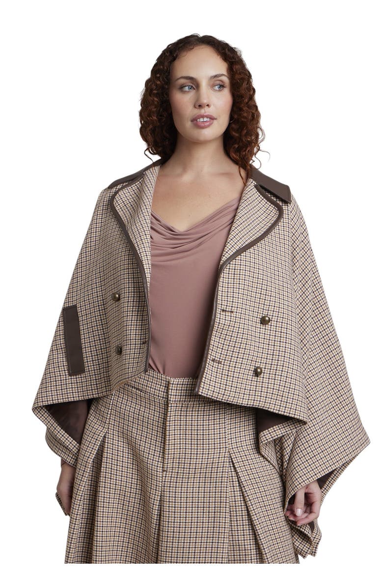 Houndstooth Cape Jacket (plus), Main, color, PLAID
