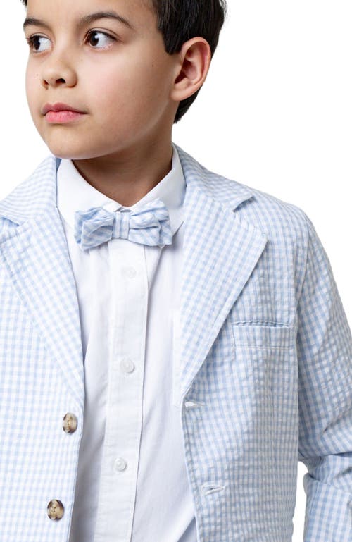 Hope & Henry Boys' Organic Seersucker Suit Jacket, Kids In Classic Blue Gingham