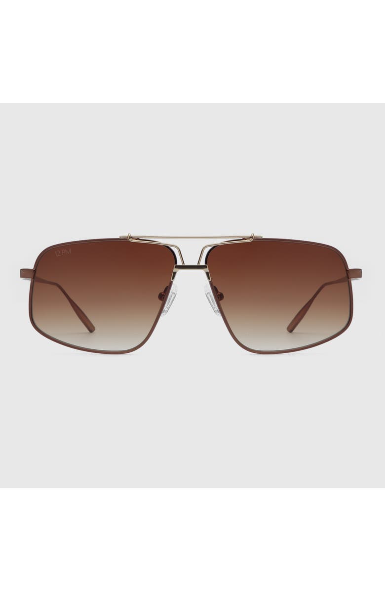 12PM STUDIOS Havana Metal Sunglasses, Main, color, Gold/Brown