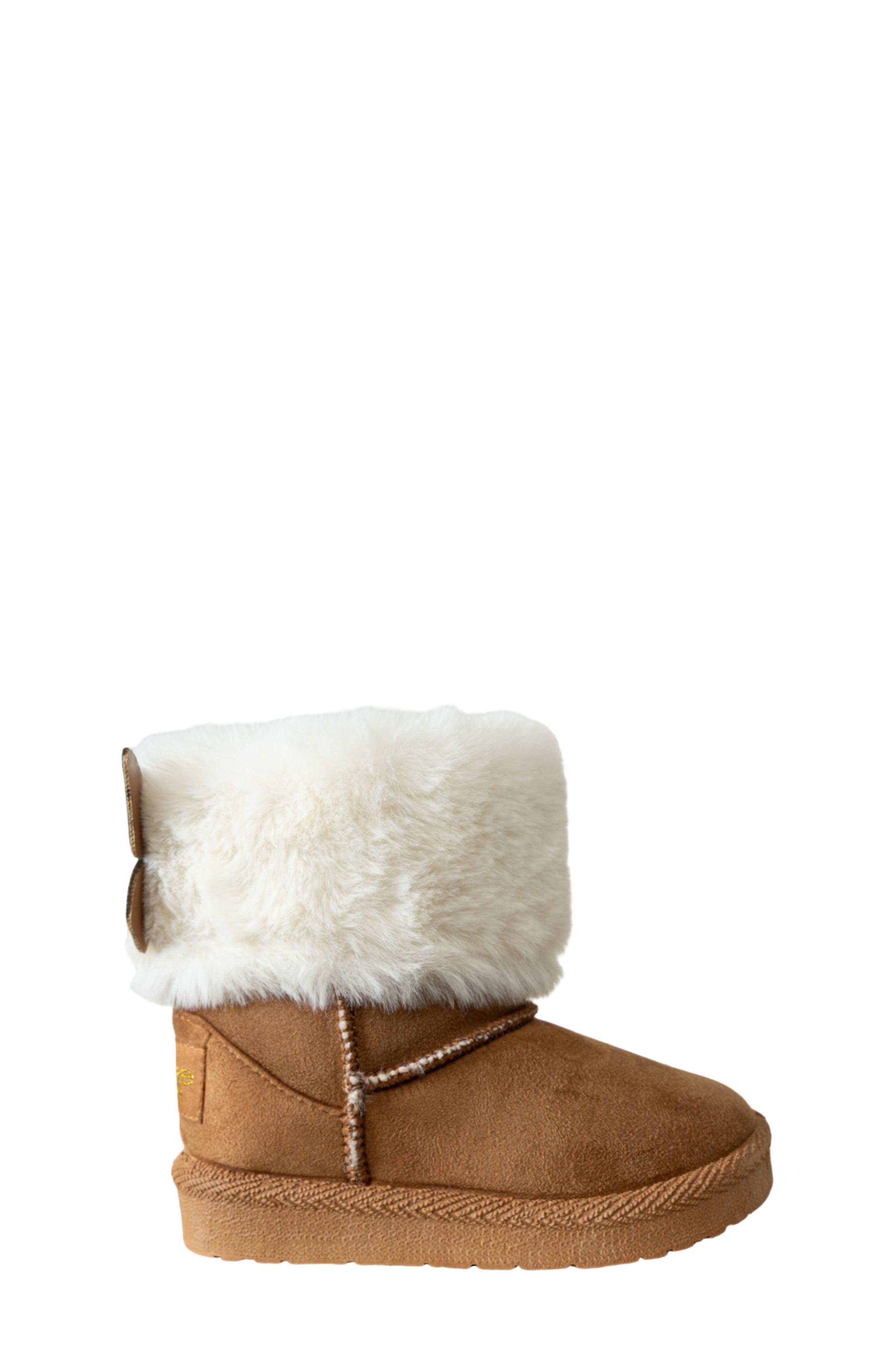 Kids' Faux Fur Trim Winter Boot, Alternate, color, COGNAC