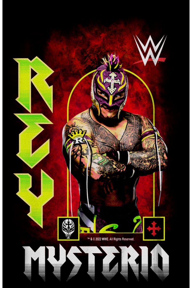 Boy's WWE Rey Mysterio Poster  Graphic T-Shirt, Alternate, color, Black