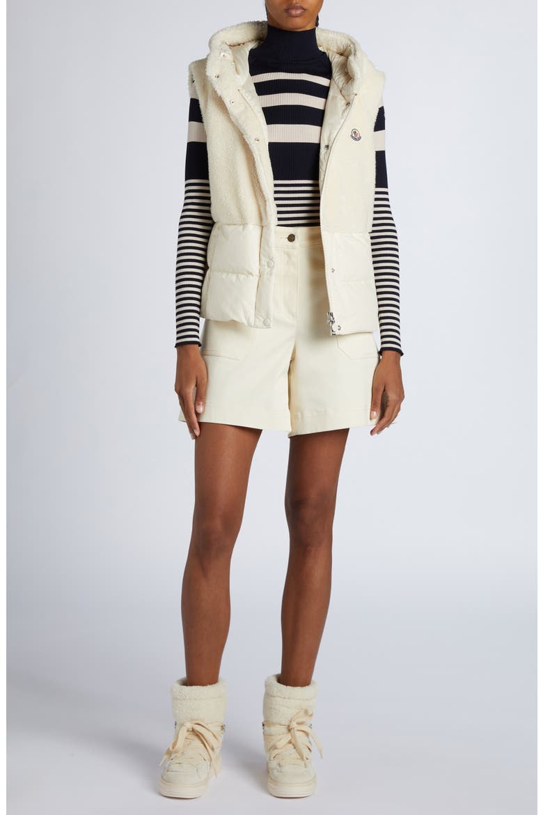 Floy Mixed Media Down Vest, Alternate, color, SILK WHITE