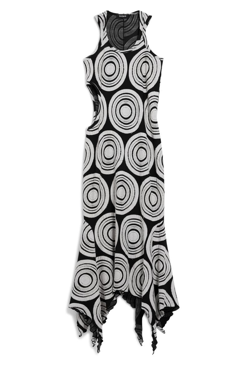 Sleeveless Cutout Handkerchief Hem Sundress, Alternate, color, BLACK