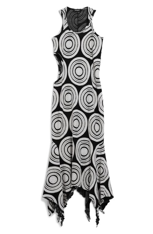 Desigual Sleeveless Cutout Handkerchief Hem Sundress In Black