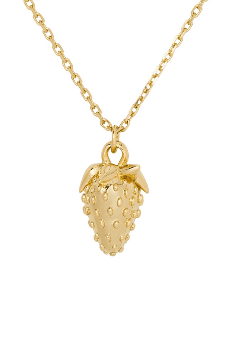 secret garden strawberry pendant necklace, Main, color, GOLD