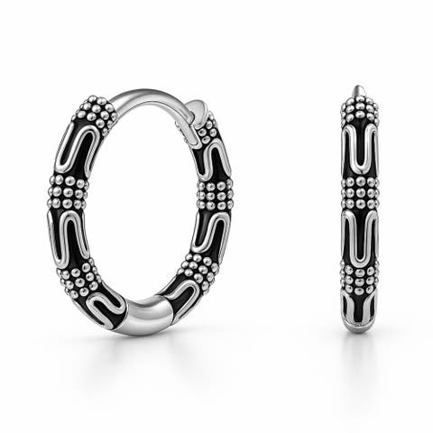 Sterling Silver Oxidized Endless Hoops