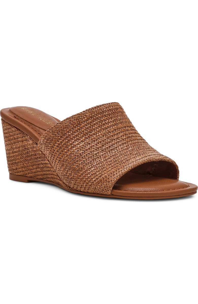 Anne Klein Charisma Wedge Slide Sandal, Main, color, Brown Raffia