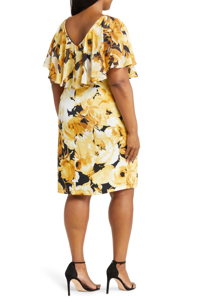 Connected Apparel Ruffle Bodice Floral Print Dress, Alternate, color, 