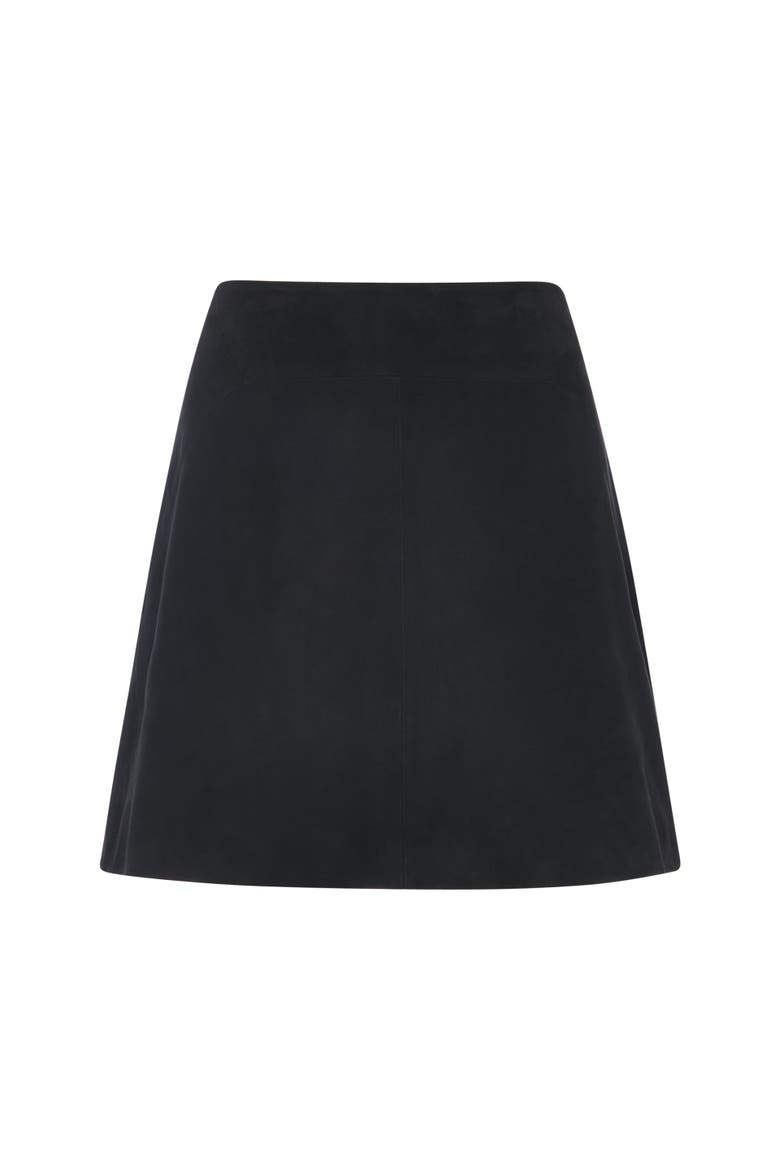 Suede A-Line Skirt, Alternate, color, Black