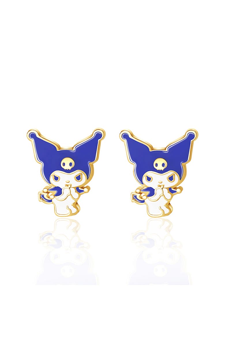Hello Kitty Kuromi Flash Plated Enamel Stud Earrings, Alternate, color, Blue, White, Gold
