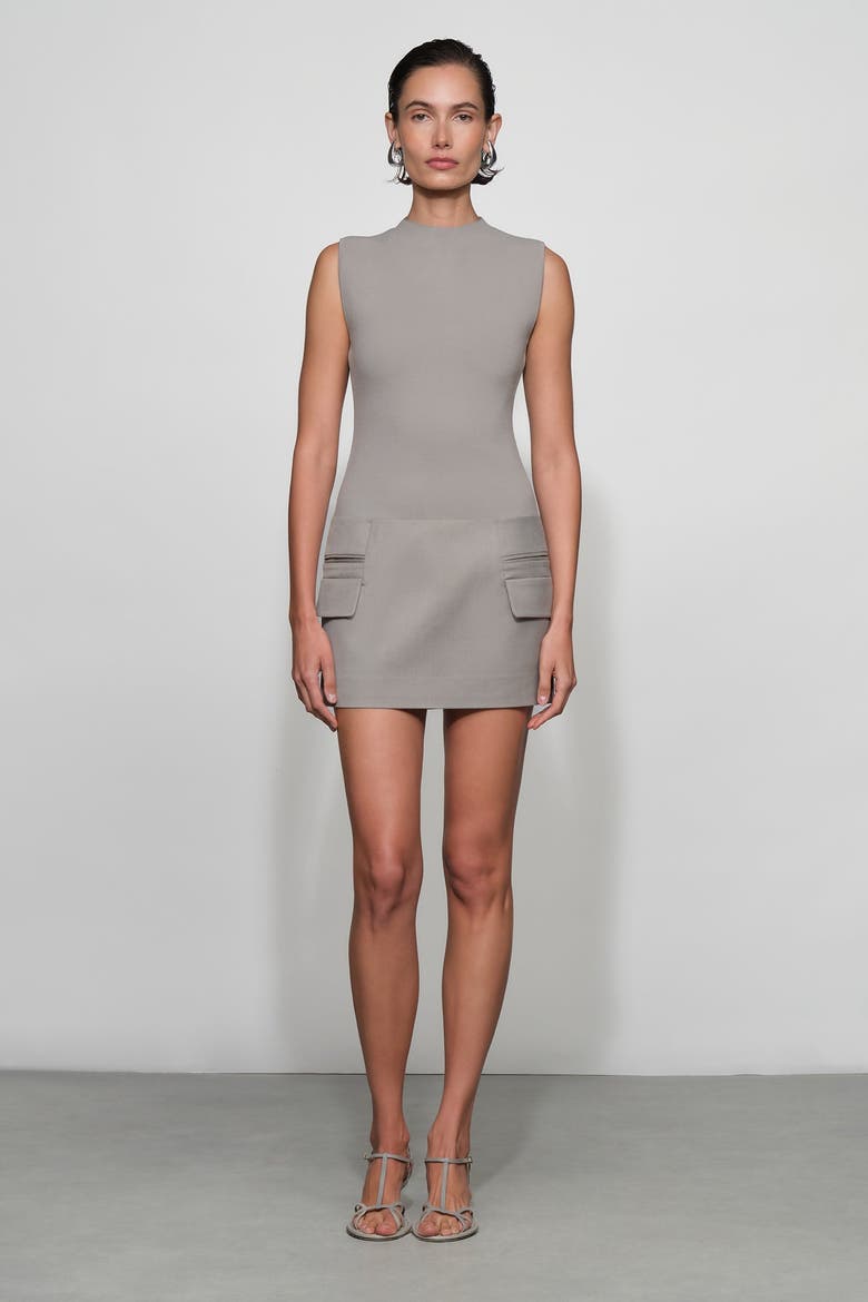 Vander Knit Combo Mini Dress, Main, color, Dove