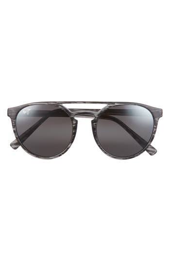 Maui Jim 51mm Round Polarized Sunglasses In Gray