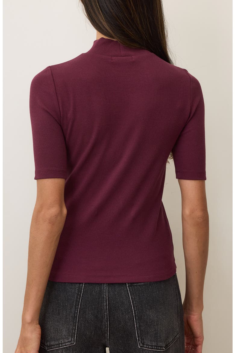 Lexi Mock Neck Elbow Sleeve Rib Top, Alternate, color, FIG