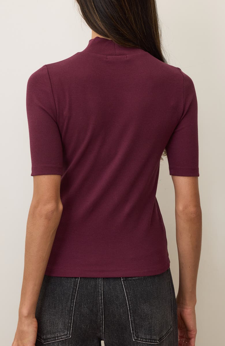 Marine Layer Lexi Mock Neck Elbow Sleeve Rib Top, Alternate, color, Fig
