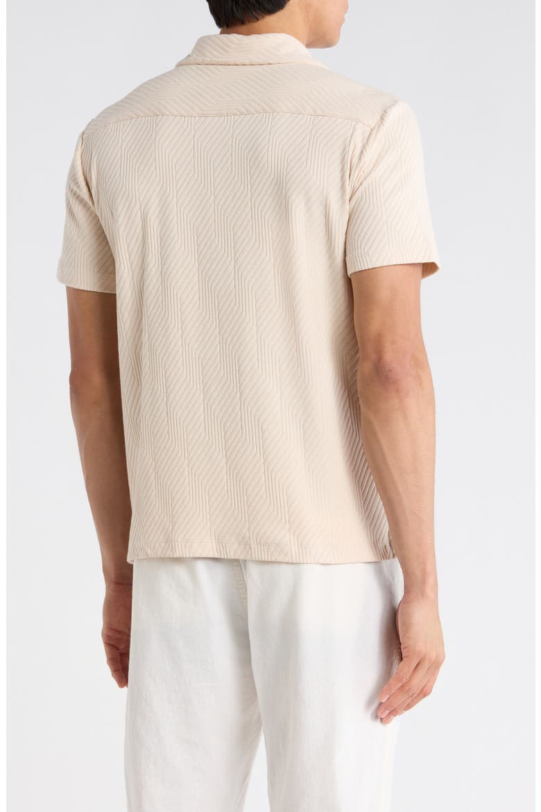Horizontal Stripe Textured Camp Shirt, Alternate, color, SAND