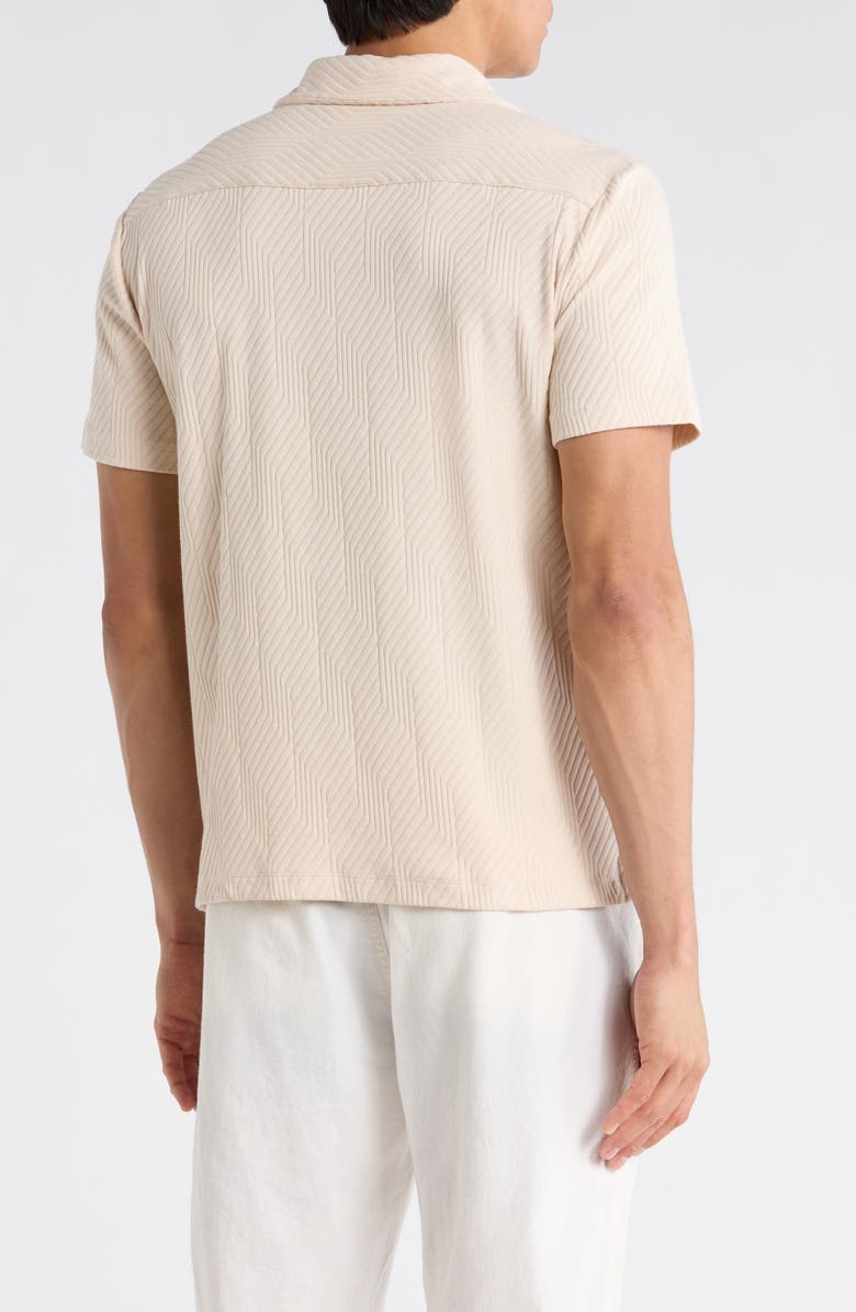 Cactus Man Horizontal Stripe Textured Camp Shirt, Alternate, color, Sand