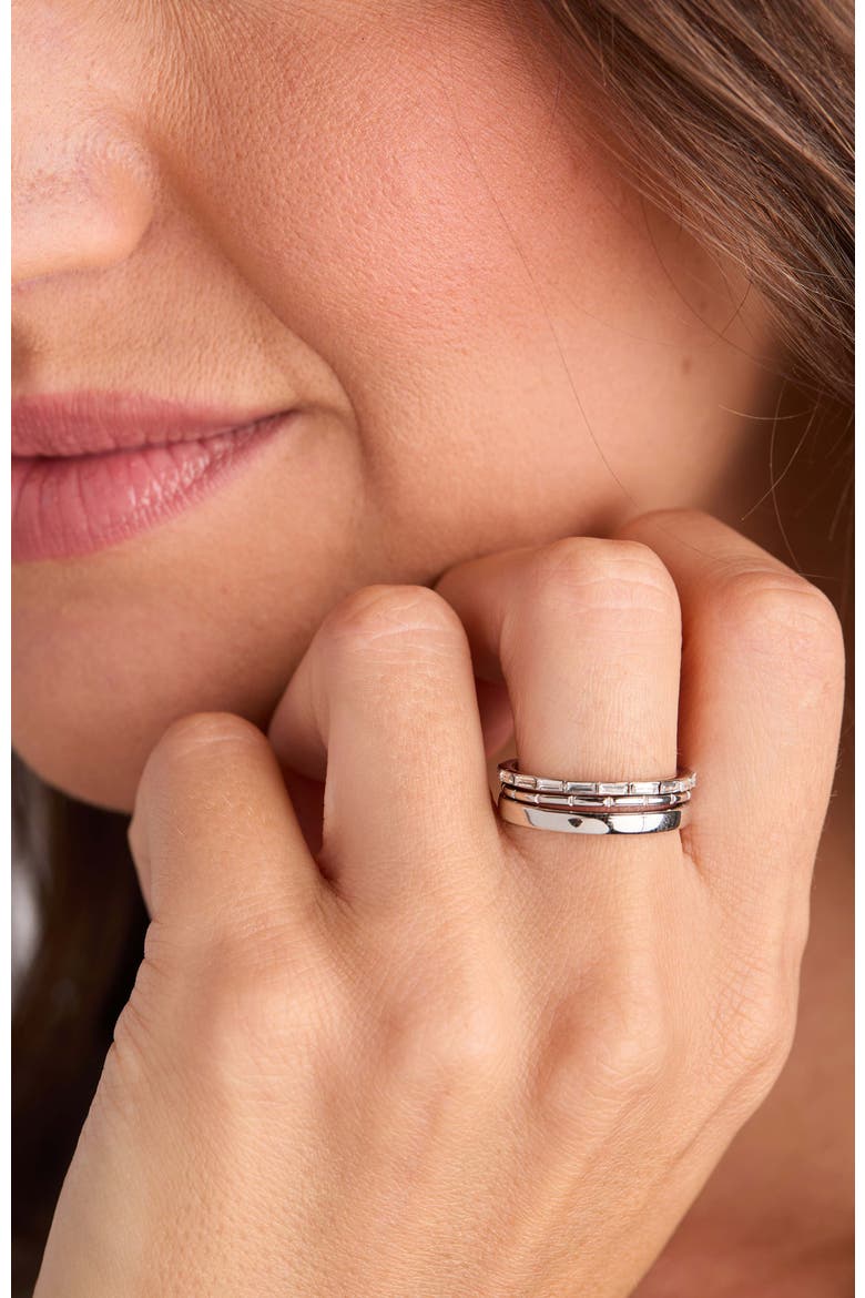 Baguette Stacking Ring Set of 3, Alternate, color, Silver