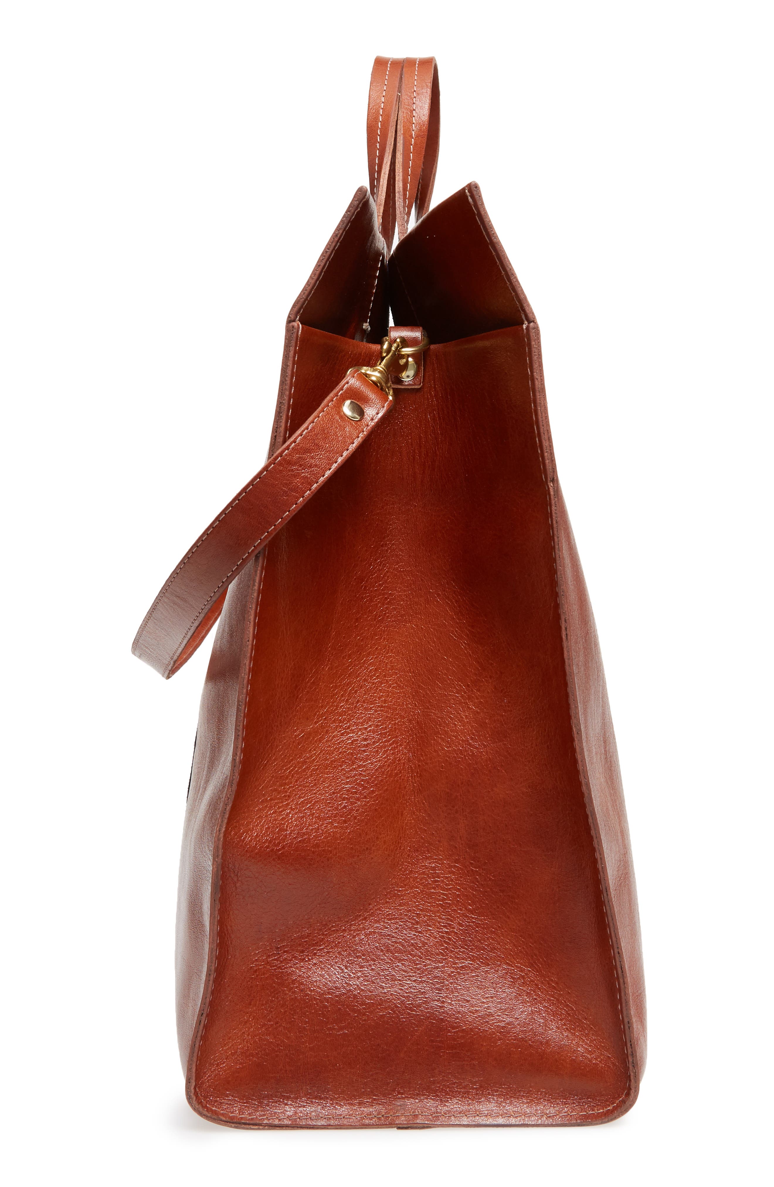 Clare V. Rustic Simple Stripe Leather Tote, Alternate, color, 