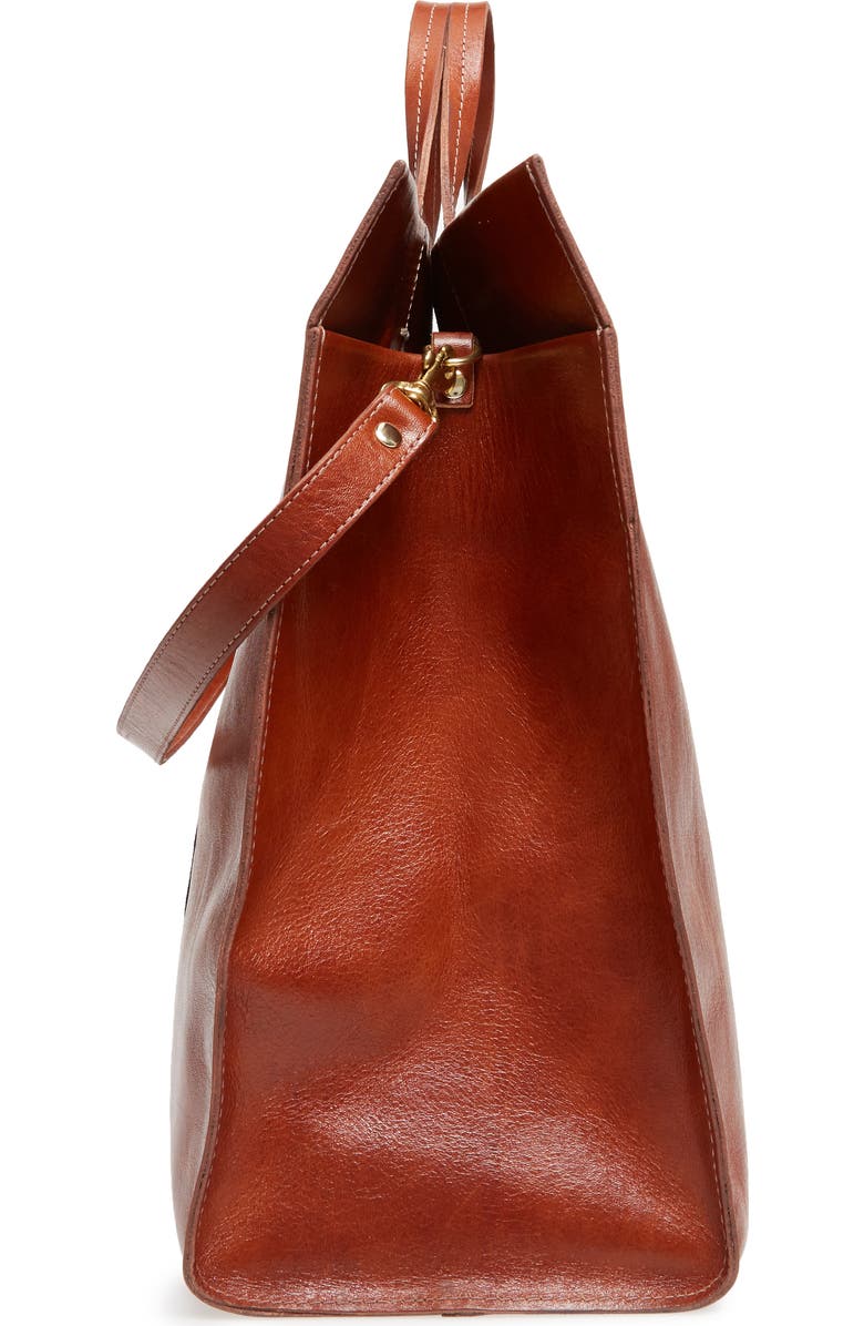 Clare V. Rustic Simple Stripe Leather Tote, Alternate, color,