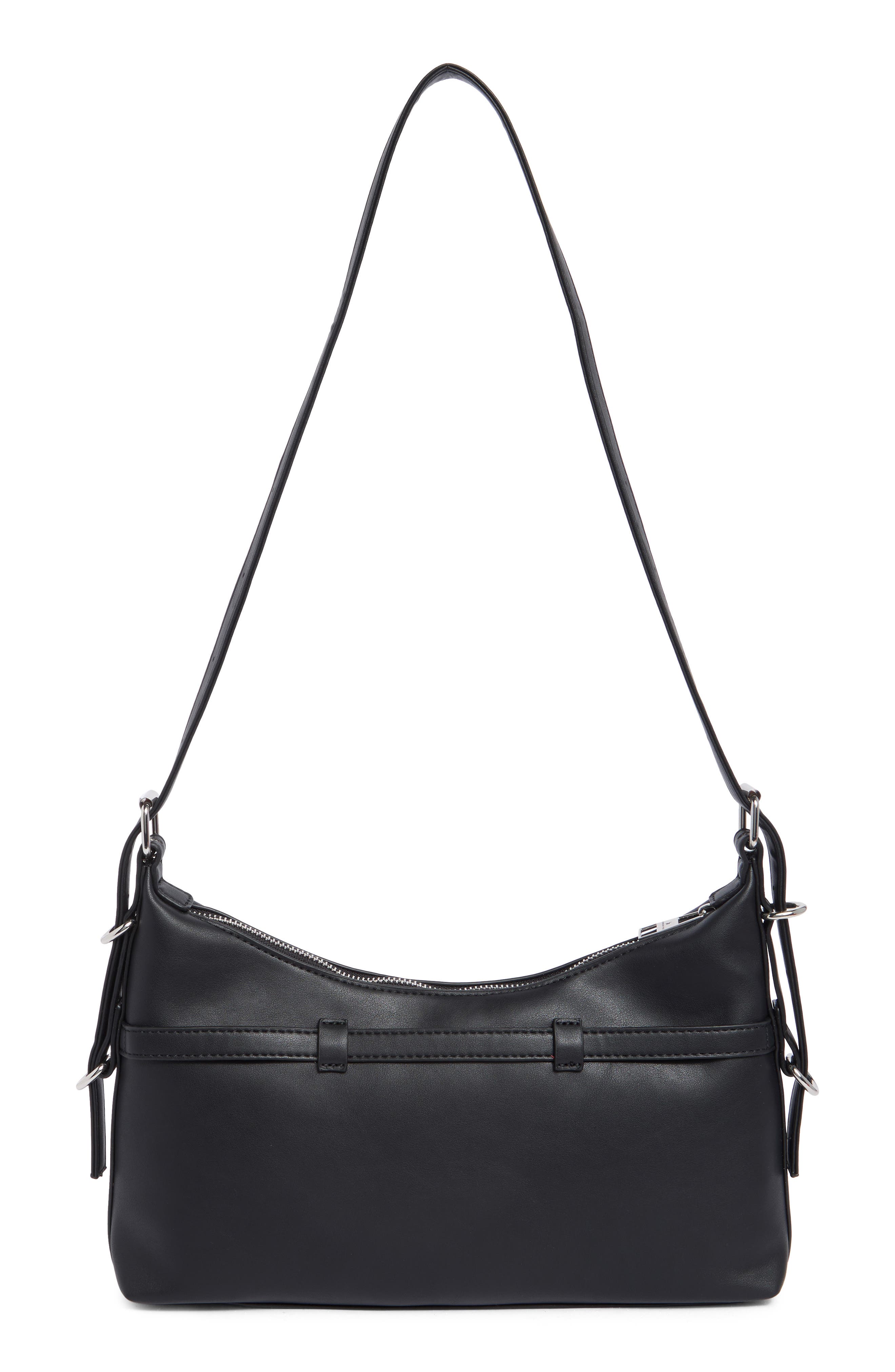 Buckle Faux Leather Crossbody Bag, Alternate, color, BLACK