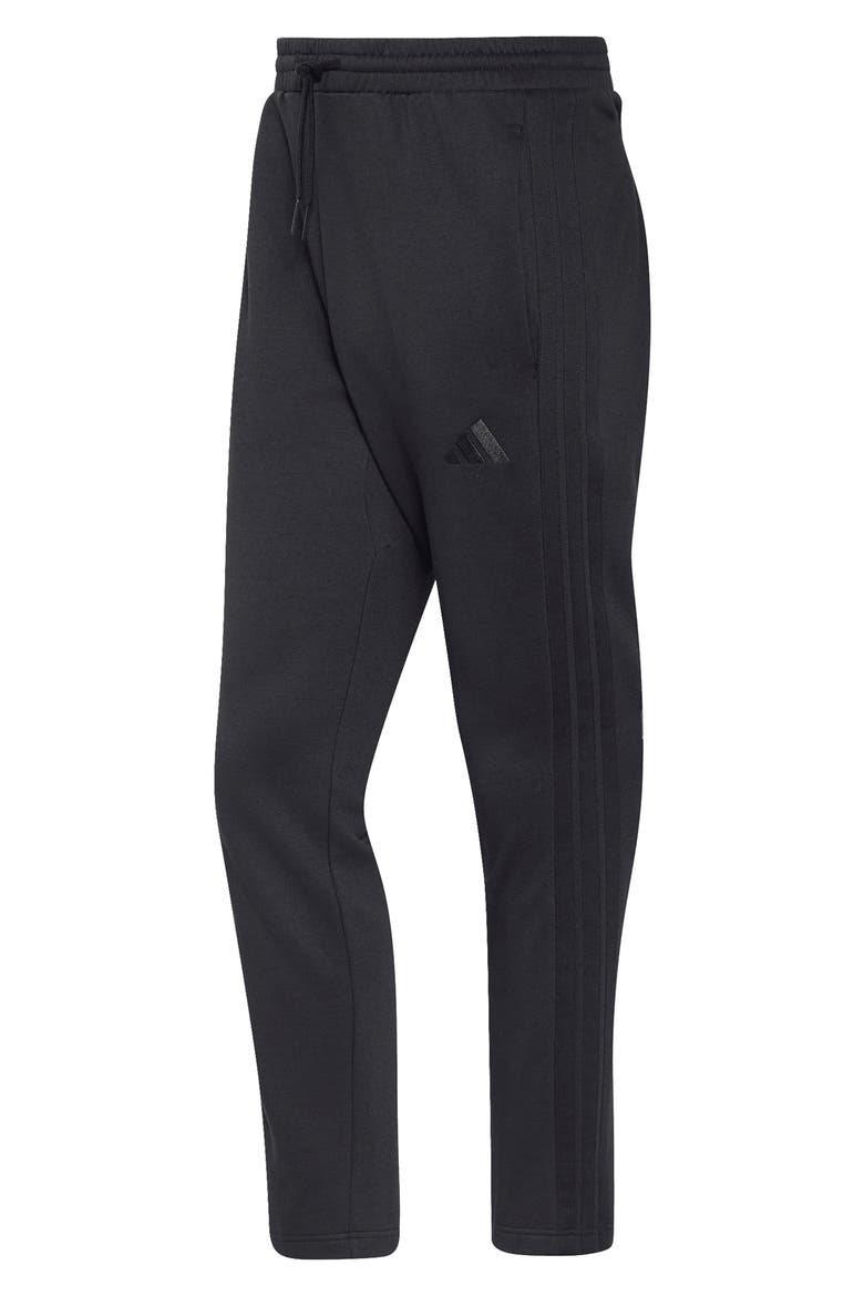 Essentials 3-Stripes Fleece Track Pants, Alternate, color, BLACK/ BLACK