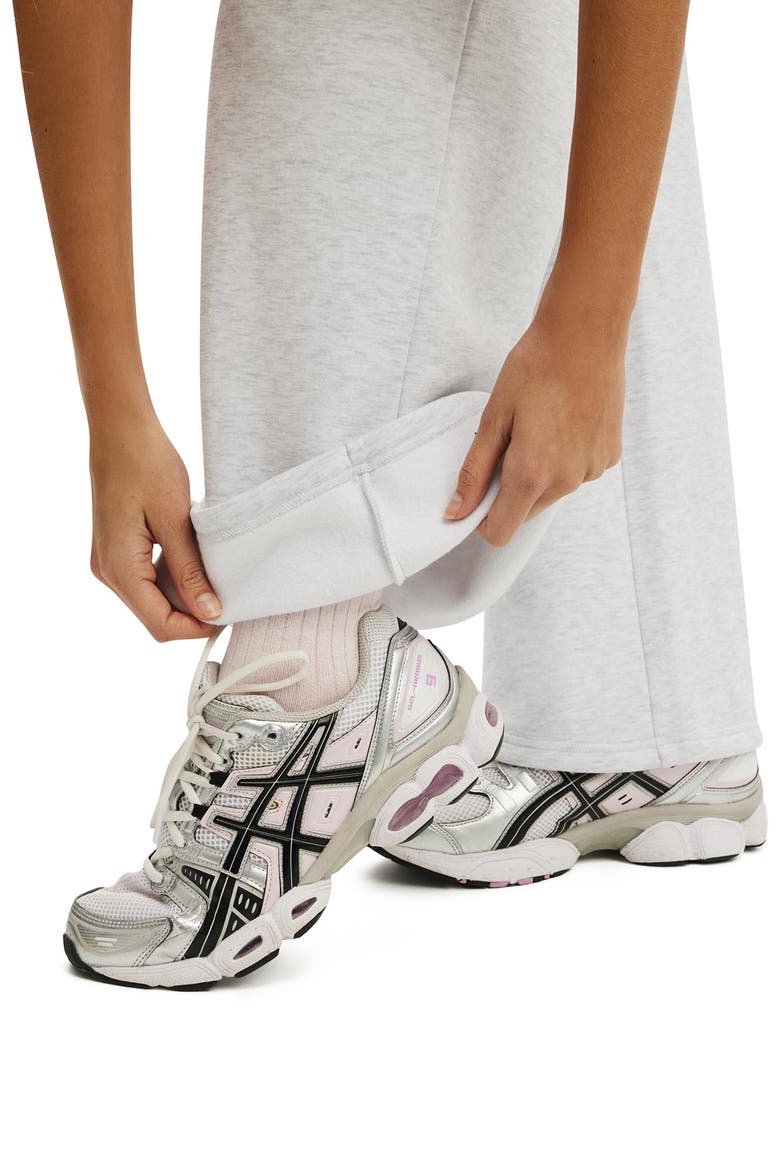 Women's Active Plush Tie Waist Wide Leg Sweatpant, Alternate, color, Cloudy Grey Marle