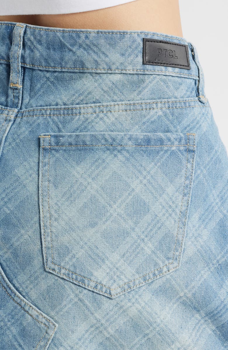 PTCL Xyla Plaid Denim Miniskirt, Alternate, color, Light Indigo